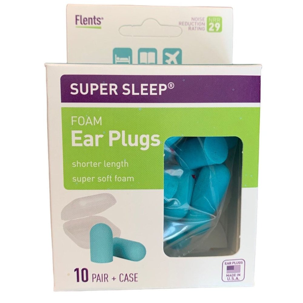 Super Sleep Comfort Foam Ear Plugs/earplugs 10 Pair With Case Nrr 29 Made In USA